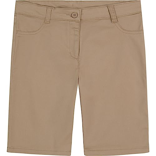 Nautica Girls' Big School Uniform Bermuda Shorts, Pull-on Fit, Stretchy Material, Functional Pockets, Khaki, 7
