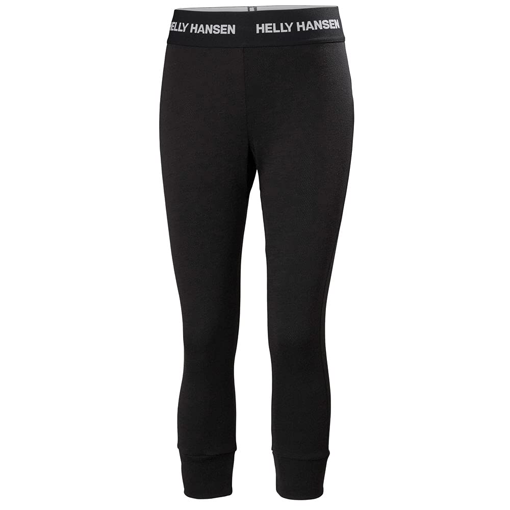 Helly-Hansen Womens LIFA Merino Midweight 3/4 Base Layer Pant, 990 Black, X-Large