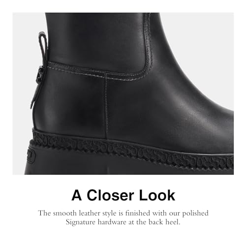 Coach Women's Julietta Leather Boot Knee High, Black, 5.5