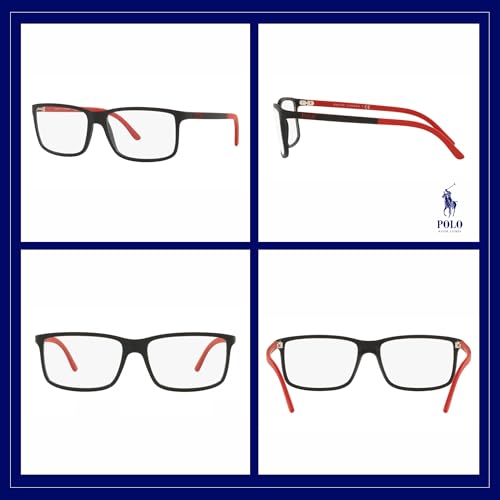 Ralph Lauren PH2126 Rectangle Eyeglasses For Men + BUNDLE with Designer iWear Eyewear Kit (Matte Dark Black, 55)