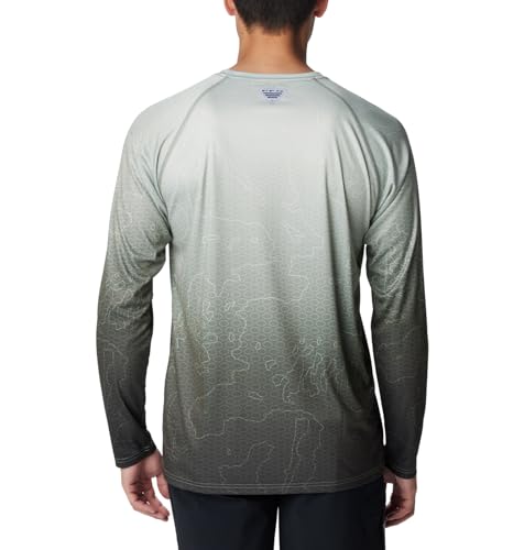 Columbia Men's Super Terminal Tackle PFG Super Fade Long Sleeve, Cypress Techcamo/Bathymetric Super Fade, Medium