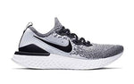 Nike Men's Epic React Flyknit 2 shoe, White/Pure Platinum/Black, 8.5