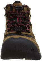 KEEN Ridge Flex Mid Height Waterproof Leather Hiking Boots, Bison/Red Carpet, 4 US Unisex Big Kid