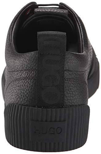 BOSS Green by Hugo Men's Leather Sneakers with Rubber Sole Shoe, Black, 11 M US