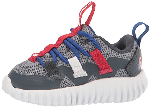 New Balance Kid's Playgruv V1 Bungee Sneaker, Gunmetal/Orca/Team Red, 12.5 Little Kid