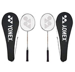 Yonex GR 303 Badminton Racket 2018 Professional Beginner Practice Racquet with Face Cover Steel Shaft - Pack of 2