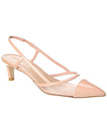 Stuart Weitzman Womens Mondrian 50 Slingback Poudre/Clear 8.5 B