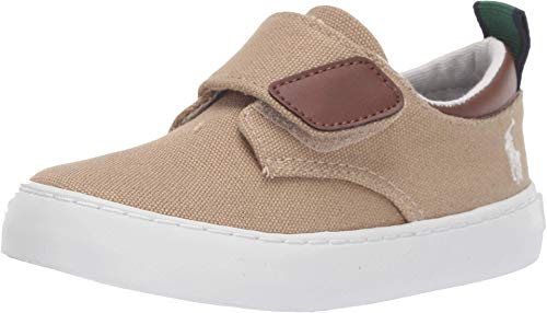 POLO RALPH LAUREN Baby Boy's Charter EZ Sneaker (Toddler) Khaki Canvas/Ivory Pony 8 Toddler M