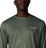 Columbia Men's Terminal Tackle PFG Bait Jumper Long Sleeve, Cypress/New Mint Bait Jumper Fresh, X-Small