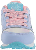Reebok Girls Classic Leather Sneaker, Lilac Glow/Digital Blue/Pink Glow, 5 Medium US (Toddler)