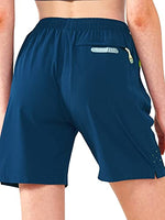 NORTHYARD Women's Athletic Hiking Shorts Quick Dry Active Running Lightweight Shorts for Gym Workout with 3 Zipper Pockets Seablue 2XL