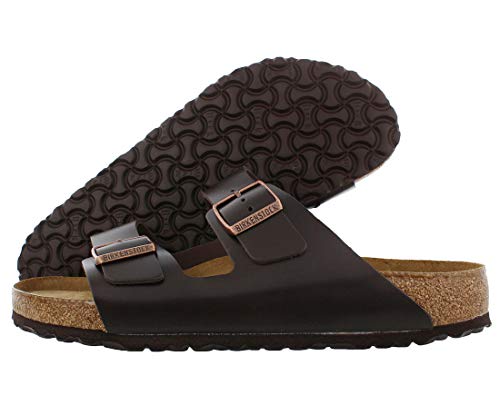 Birkenstock Men's Soft Arizona Amalfi Leather Sandals, Brown, 8 Medium US