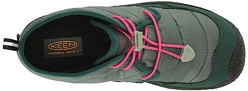 KEEN Howser 2 Quilted Mid Height Waterproof Comfy Durable Chukka Boots, Dark Forest/Fuchsia Purple, 3 US Unisex Big Kid