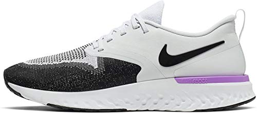 Nike Women's Odyssey React 2 Flyknit Running Shoes (Pure Platinum/Black-White, 11.5)