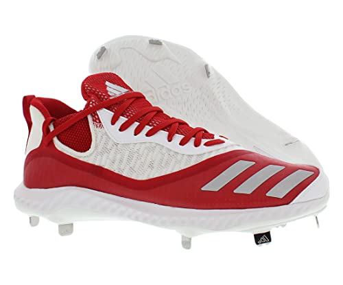 adidas mens Icon V Bounce Iced Out Cleats Baseball, Scarlet-silver Metallic-white, 13.5