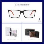 Ralph Lauren PH2126 Rectangle Eyeglasses For Men + BUNDLE with Designer iWear Eyewear Kit (Matte Dark Black, 55)