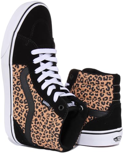 Vans Women's Hi-Top Trainers Sneaker, Cheetah Black White, 9.5