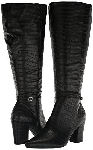 LifeStride womens Stratford-wc Knee High Boot, Black Croco, 8.5 Wide US