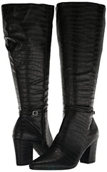 LifeStride womens Stratford-wc Knee High Boot, Black Croco, 8.5 Wide US