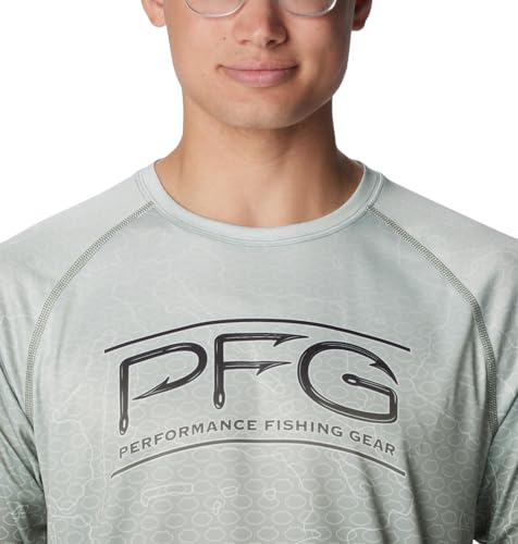 Columbia Men's Super Terminal Tackle PFG Super Fade Long Sleeve, Cypress Techcamo/Bathymetric Super Fade, Medium