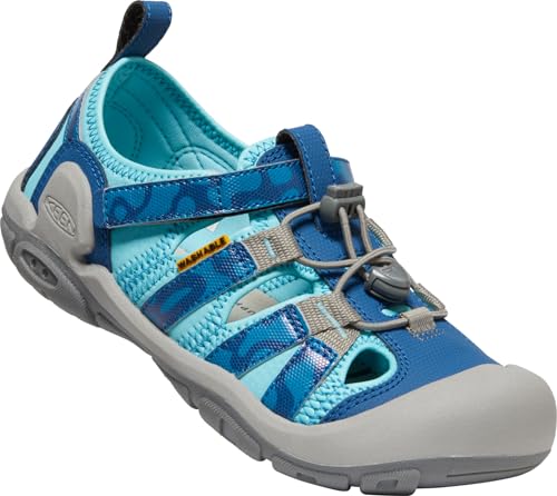 KEEN Knotch Creek Casual Comfortable Sandals, Fjord Blue/Ipanema, 2 US Unisex Big Kid