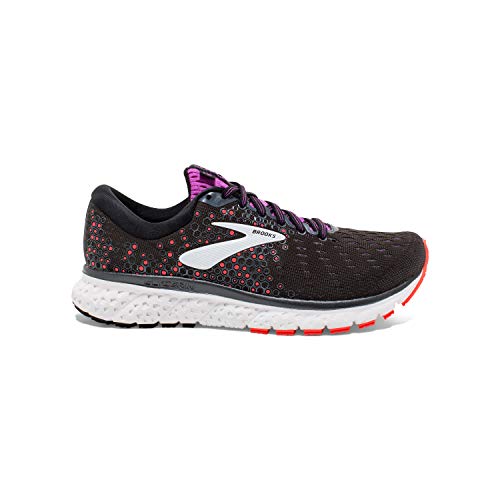Brooks Womens Glycerin 17 Running Shoe - Black/Fiery Coral/Purple - D - 7.0
