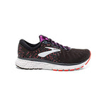 Brooks Womens Glycerin 17 Running Shoe - Black/Fiery Coral/Purple - D - 7.0