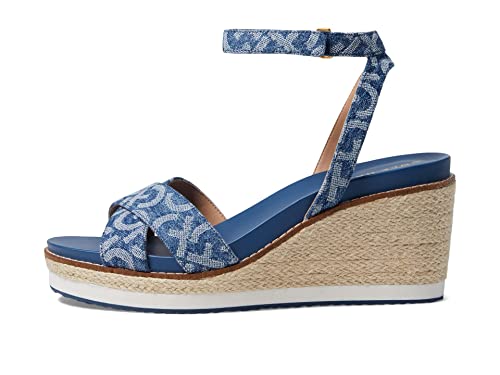 Cole Haan Cloudfeel Espadrille Wedge Sandal 75 mm Denim Jacquard 7.5 B (M)