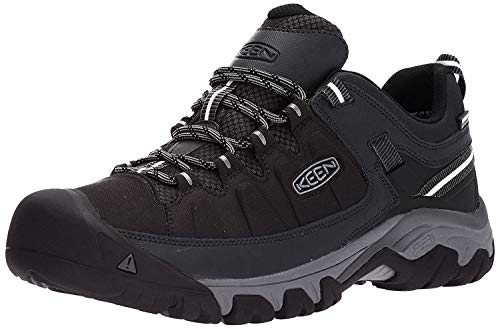KEEN mens Targhee Exp Low Height Waterproof Hiking Shoe, Black/Steel Grey, 7.5 US