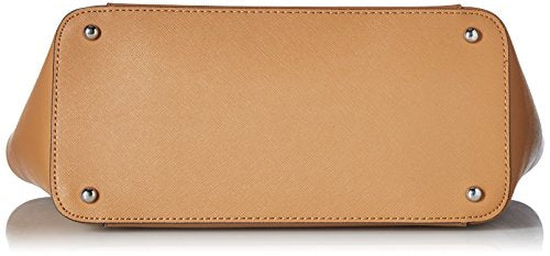 Calvin Klein Hayden Saffiano Leather East/West Top Zip Chain Tote, Buff