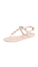 Stuart Weitzman Women's Goldie Crystal Jelly Sandals 5 Poudre
