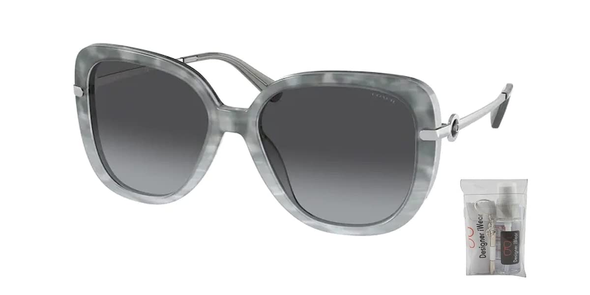 Coach HC8320 56518G 55MM Grey Tortoise Gradient/Grey Gradient Square Sunglasses for Women + BUNDLE With Designer iWear Eyewear Kit