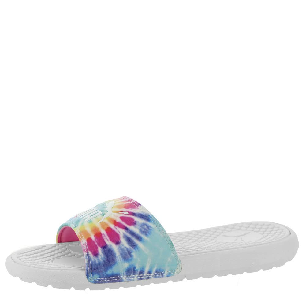 PUMA Cool Cat Tie Dye 2 Slide Sandal Women's Sandal 9 B(M) US White-Pink-Light Yellow