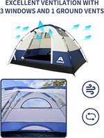 SPORTLIMIT 4 Person Tent with Removable Rain Fly, Waterproof Camping Tents Easy Setup, 3 Mesh Windows with Double Layer for Camp Backpacking Hiking Outdoor for 4 Seasons(Navy)