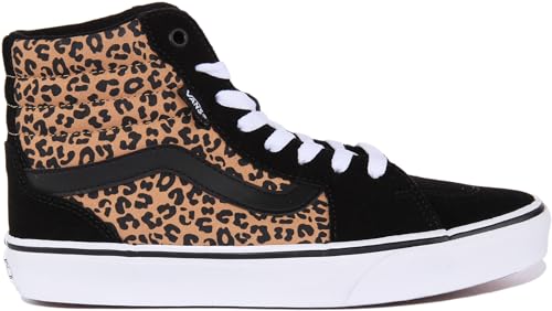 Vans Women's Hi-Top Trainers Sneaker, Cheetah Black White, 9.5