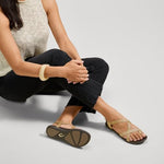 OLUKAI Upena Women's Beach Sandal, Crisscrossed Adjustable Leather Straps for All Day Comfort, Cute & Casual Everyday Style, Golden Sand/Golden Sand, 6