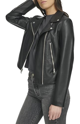 Levi's Womens Vegan 538 Moto (Regular & Plus Size) Faux Leather Jacket, Black, Small US