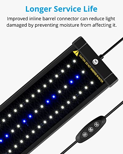NICREW ClassicLED Aquarium Light, Fish Tank Light with Extendable Brackets, White and Blue LEDs, Size 36 to 48 Inches, 25 Watts