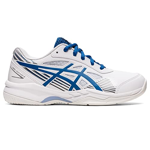 ASICS Kid's GEL-GAME 8 Grade School Tennis, 3.5, WHITE/LAKE DRIVE