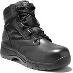 Timberland PRO Men's 6 Inch Valor Comp Toe Waterproof Side Zip Work Boot, Black Smooth Leather Ballistic Nylon, 14 W US