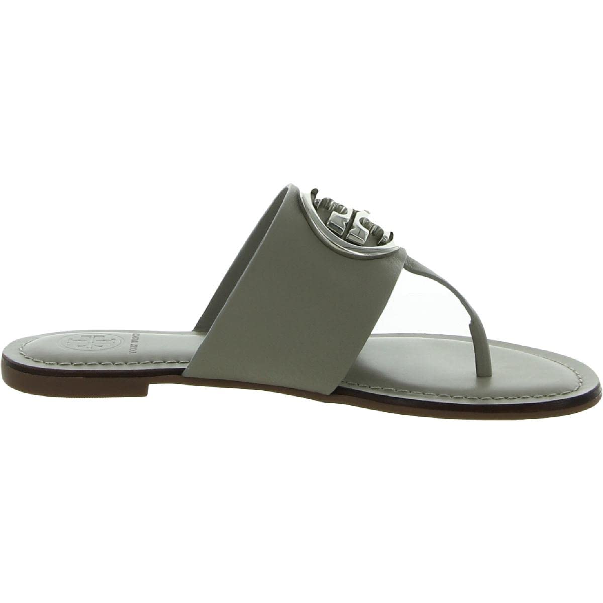 Tory Burch Womens Benton Leather Thong Flat Sandals Gray 6.5 Medium (B,M)