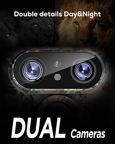 iZEEKER Dual-Lens Trail Camera 4K 48MP, WiFi Bluetooth Trail Cam with Starlight Night Vision, 120° Detection Angle 0.1s Trigger Time for Wildlife Monitoring with 32GB SD Card and 4 AA Batteries