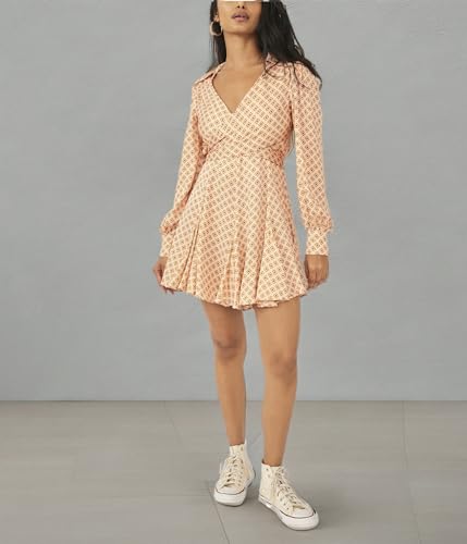 Free People It Takes Two Long Sleeve Mini Dress Ivory Combo MD (Women's 8-10)