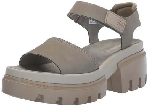 Timberland Women's Everleigh T-Strap Sandal, Light Taupe Nubuck, 6