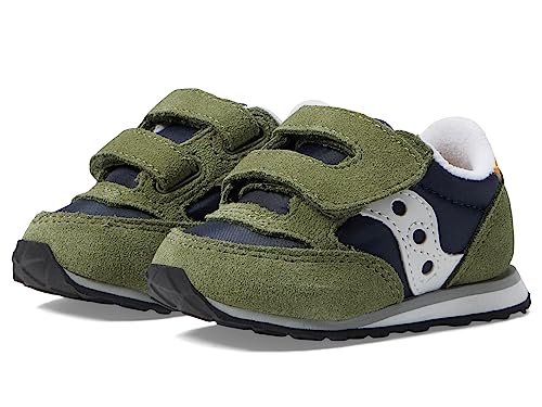 Saucony Boy's Originals Jazz Hook & Loop (Toddler/Little Kid) Olive/Navy/Gold 7.5 Toddler M
