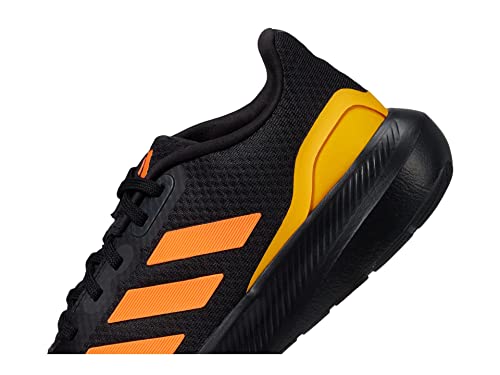 adidas® Kids Run Falcon 3.0 Running Shoes for Little Kids and Big Kids – Textile Design – Lace-Up Closure Black/Screaming Orange/Solar Gold 1.5 Little Kid M
