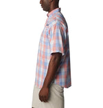 Columbia Men's Super Tamiami Short Sleeve Shirt, Vivid Blue/All Over Gingham, Small