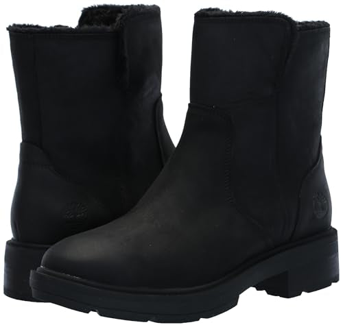 Timberland Women's Brimfield Mid Warm Lined Boot, Black Full Grain, 10 Wide