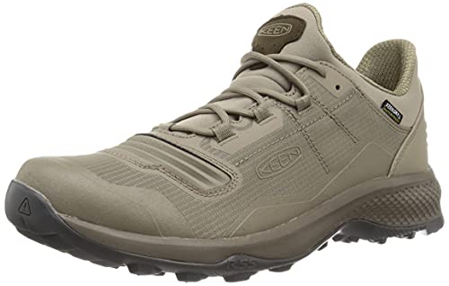KEEN Men's Tempo Flex Low Height Waterproof Hiking Shoes, Timberwolf/Timberwolf, 10