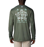 Columbia Men's Terminal Tackle PFG Bait Jumper Long Sleeve, Cypress/New Mint Bait Jumper Fresh, X-Small